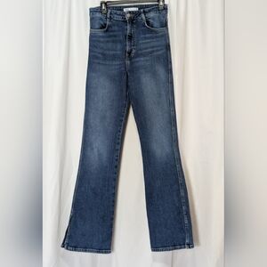 Zara Medium Wash Flare Leg Jeans with Slit Detail Size Medium